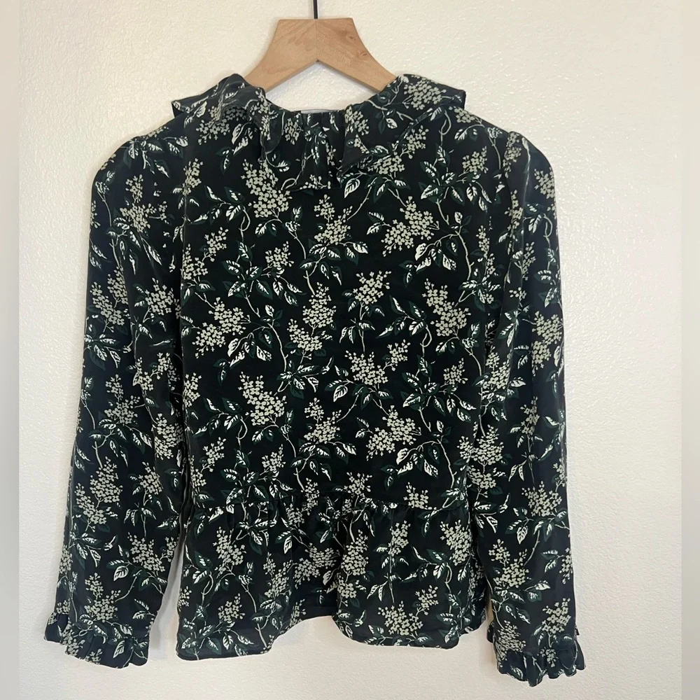 Madewell Silk Ruffle-Hem Wrap Top in Antique Flora Medium - Picture 6 of 10